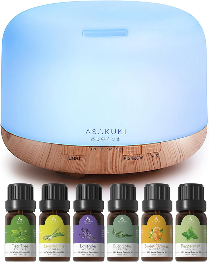 500ml Essential Oil Diffuser with Remote - 5-in-1 Ultrasonic Aromatherapy Humidifier