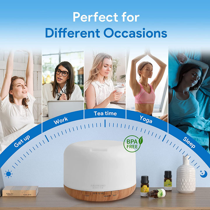 500ml Essential Oil Diffuser with Remote - 5-in-1 Ultrasonic Aromatherapy Humidifier