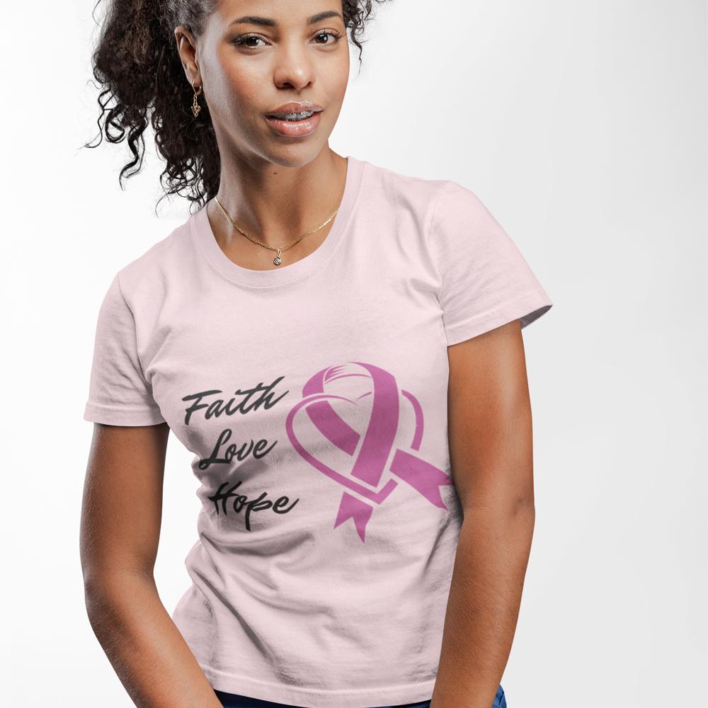 Faith Love Hope Pink Ribbon Theme T-Shirt.