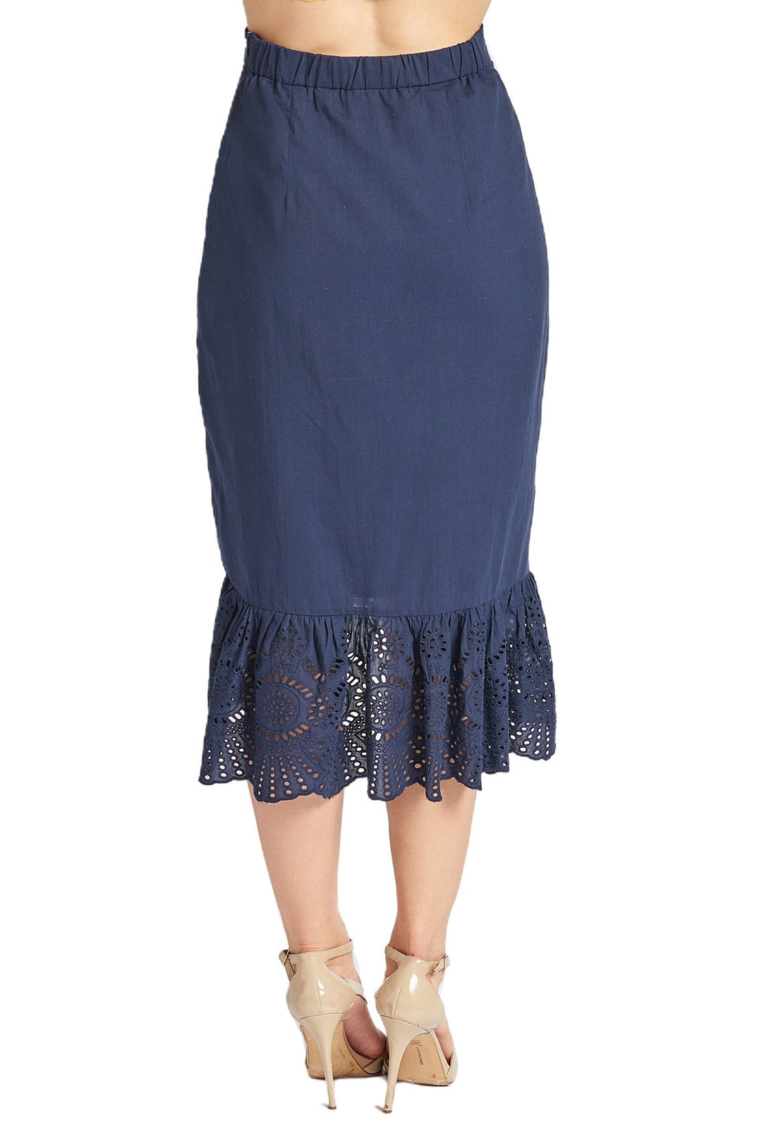 Aster Skirt Cotton eyelet asymmetric hi-lo skirt.