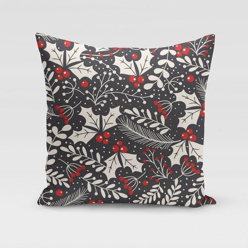 Holly Leaves Pillow Cover.