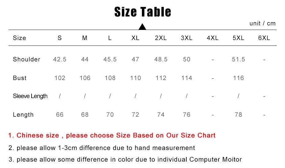 Men Short Sleeve T-Shirts Size Chart.