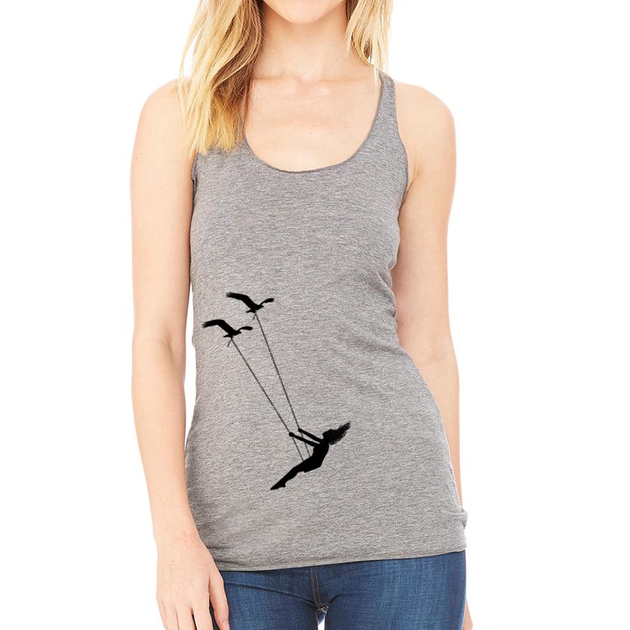 Flying bird swing racer back tank top.