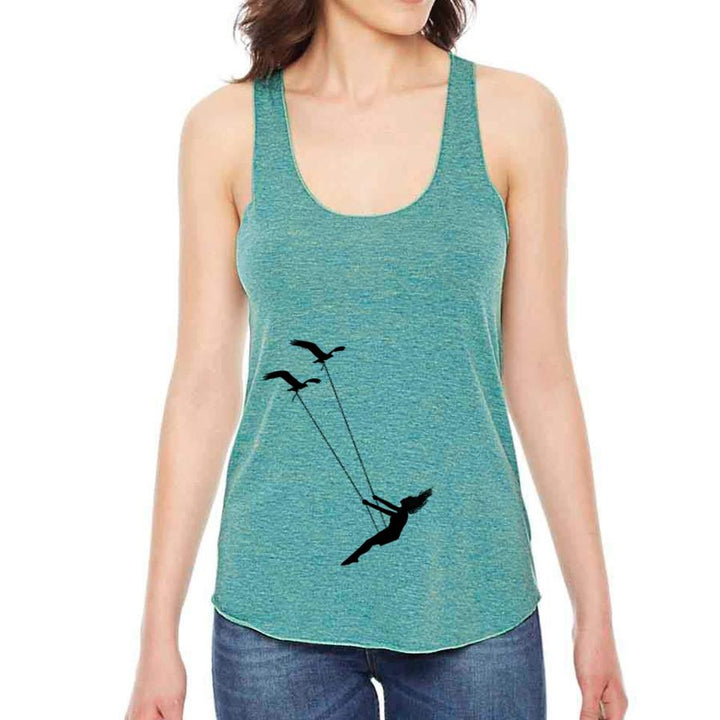 Flying bird swing racer back tank top.